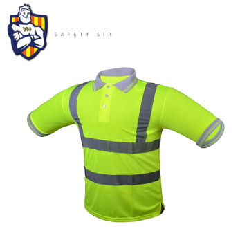 Polyester /cotton high visibility safety reflective polo t-shirt